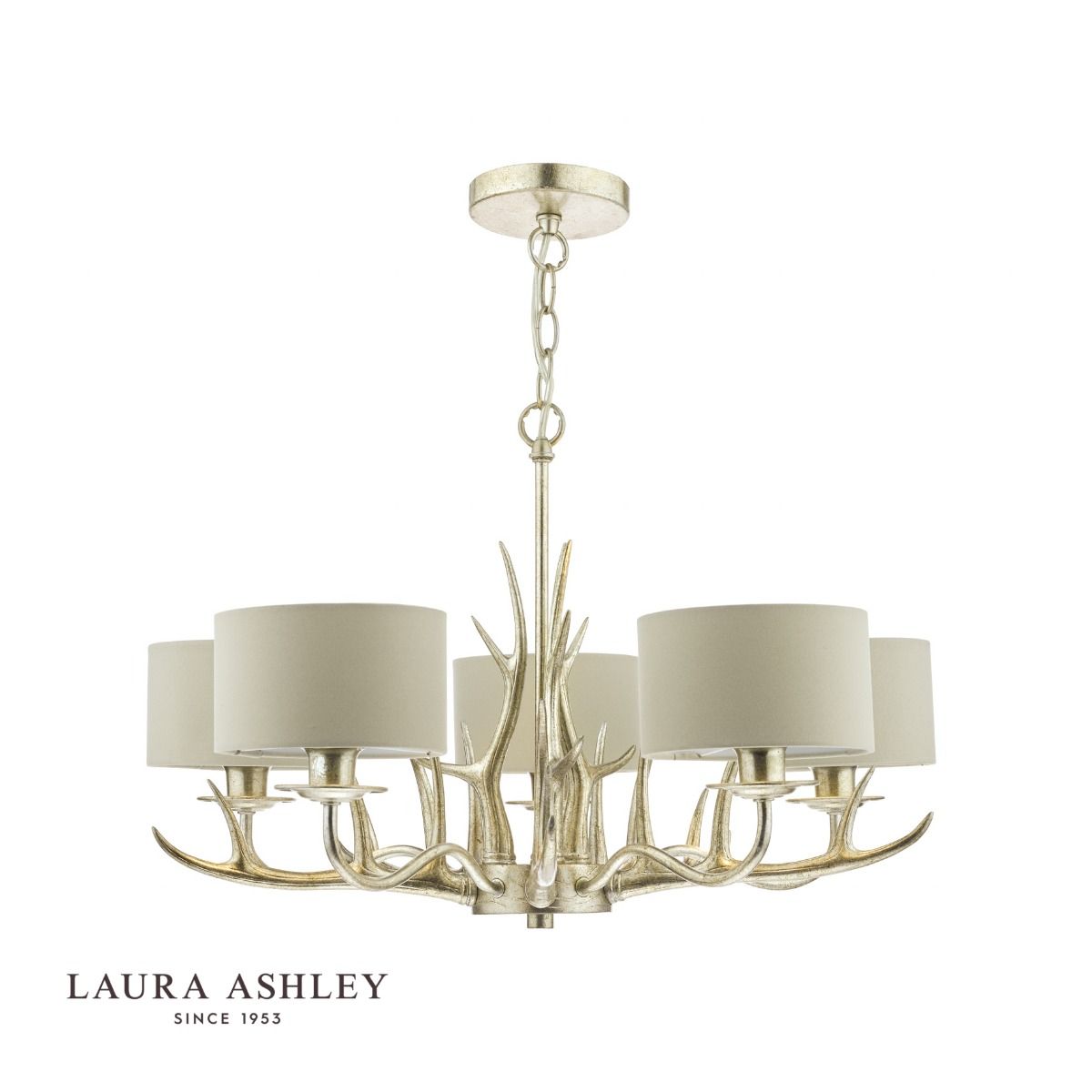 Laura Ashley Mulroy 5lt Antler Chandelier Champagne With Shades