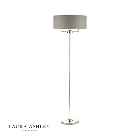 Laura Ashley Sorrento 3 Light Floor Lamp Polished Nickel With Charcoal Shade