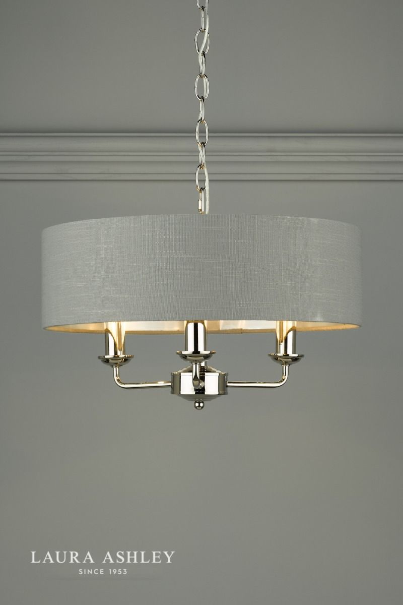 Laura Ashley Sorrento 3 Light Pendant Polished Nickel With Charcoal Shade