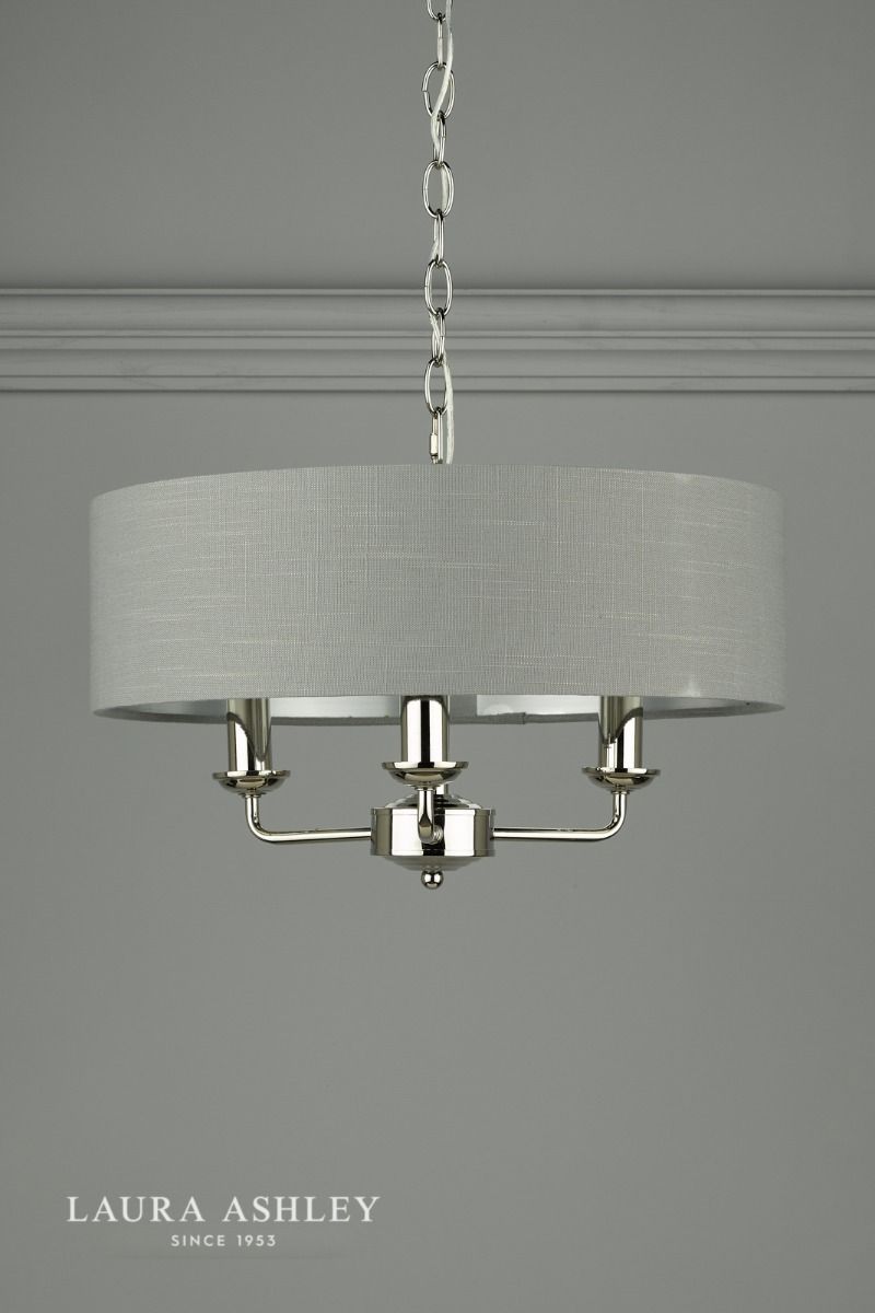 Laura Ashley Sorrento 3 Light Pendant Polished Nickel With Charcoal Shade