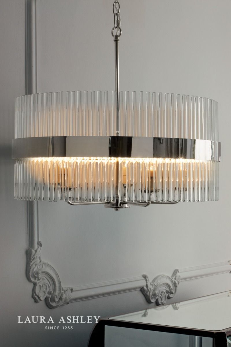 Laura Ashley Alexa 5lt Pendant Polished Nickel Glass Rods
