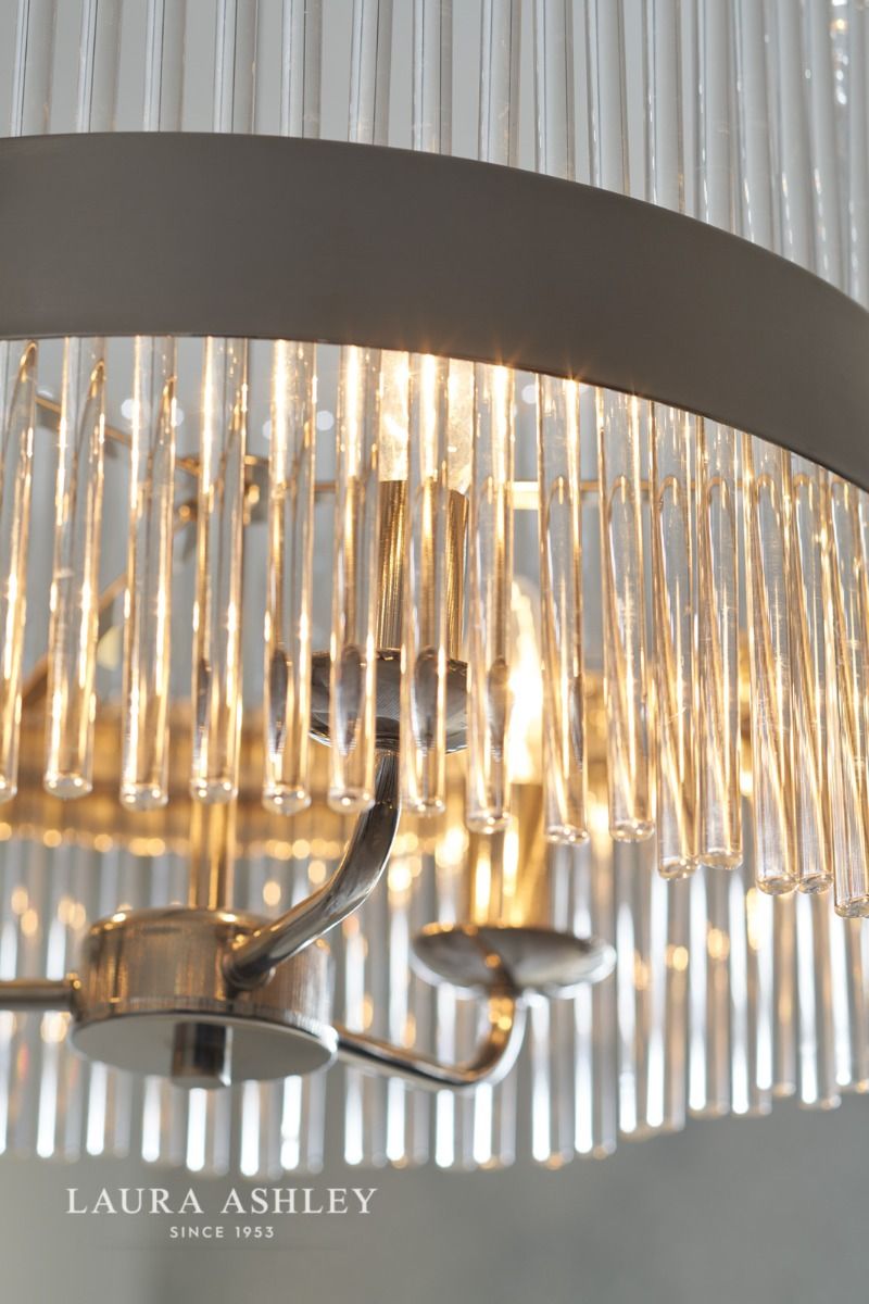 Laura Ashley Alexa 5lt Pendant Polished Nickel Glass Rods