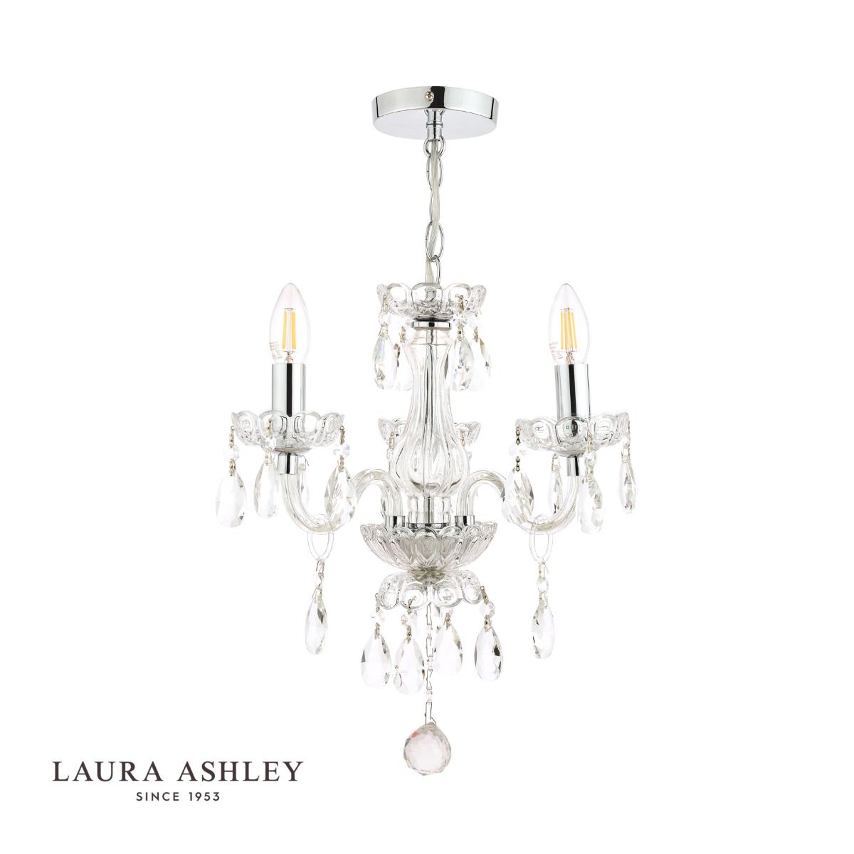 Laura Ashley Harriet 3 Light Crystal & Polished Chrome Chandelier