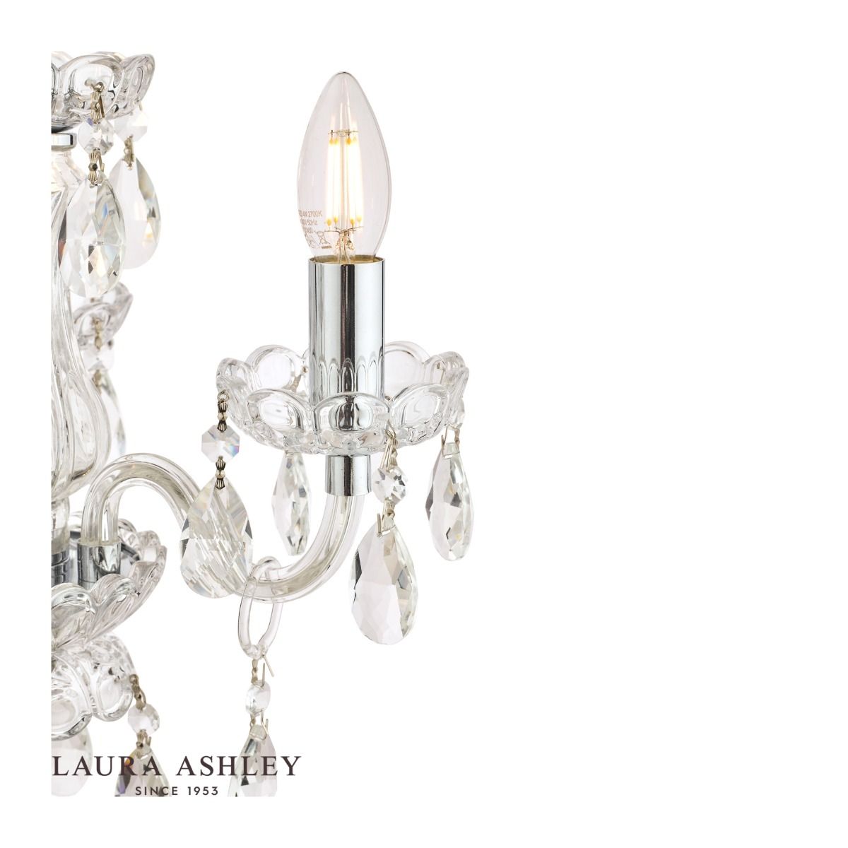 Laura Ashley Harriet 3 Light Crystal & Polished Chrome Chandelier