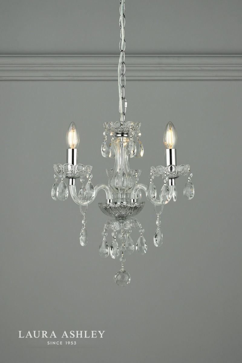 Laura Ashley Harriet 3 Light Crystal & Polished Chrome Chandelier