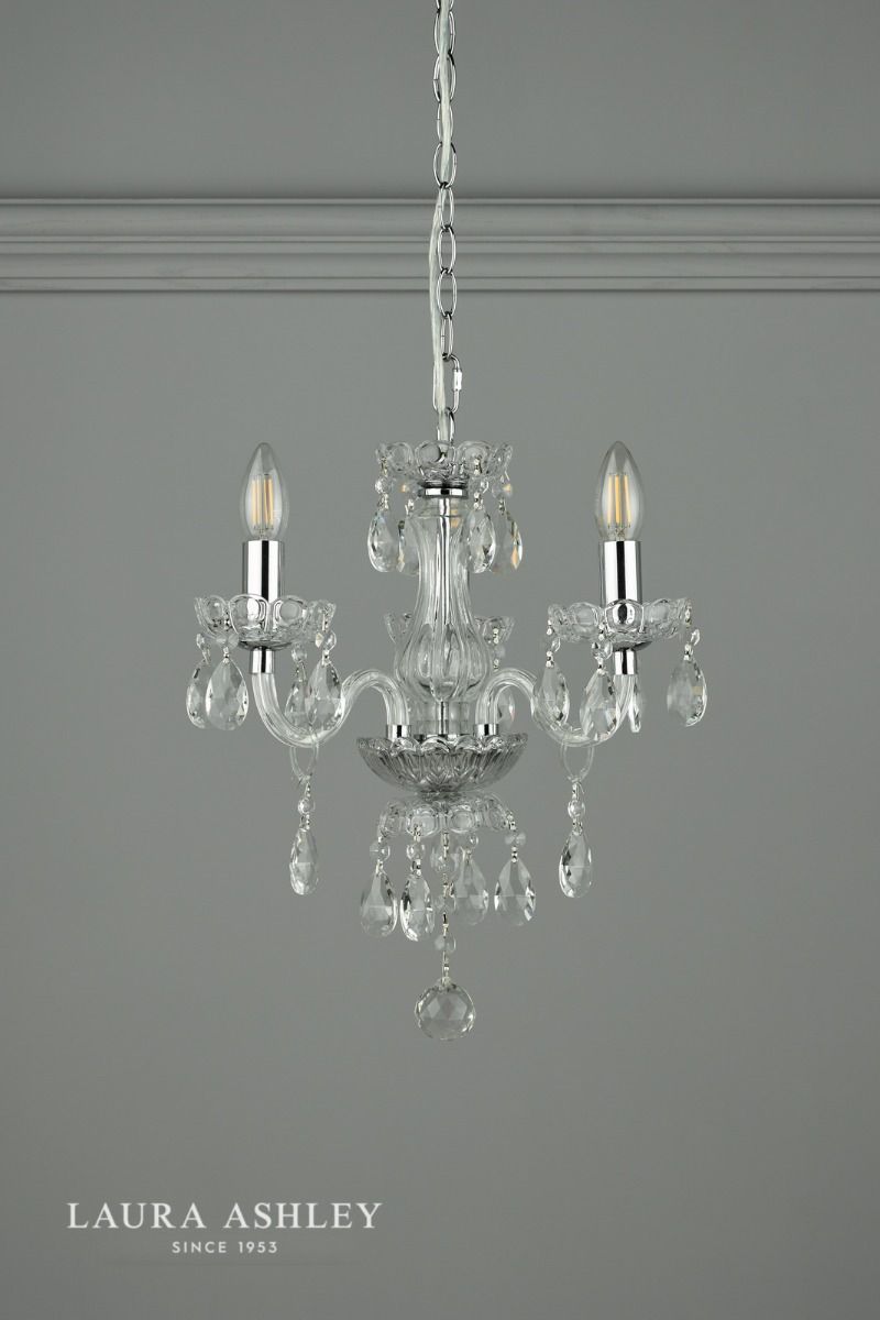 Laura Ashley Harriet 3 Light Crystal & Polished Chrome Chandelier