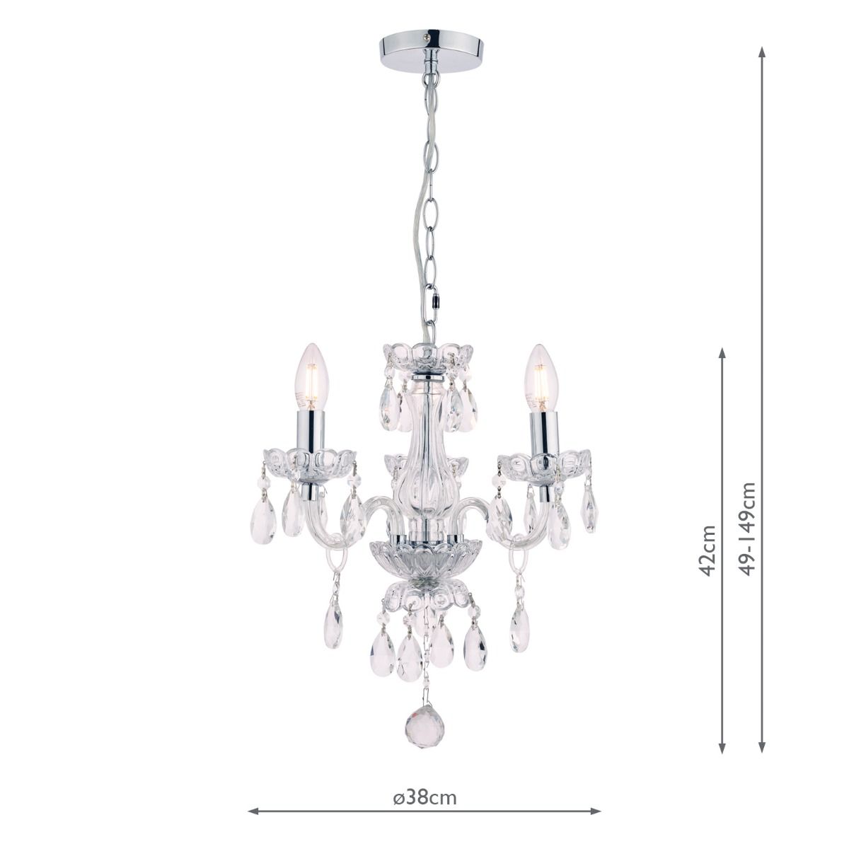 Laura Ashley Harriet 3 Light Crystal & Polished Chrome Chandelier