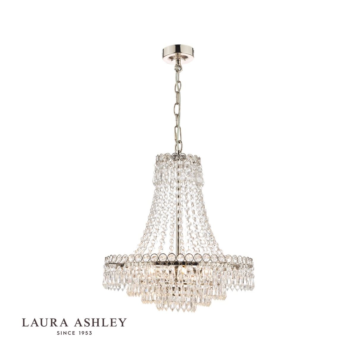 Laura Ashley Enid 5lt Chandelier Polished Nickel & Cut Glass