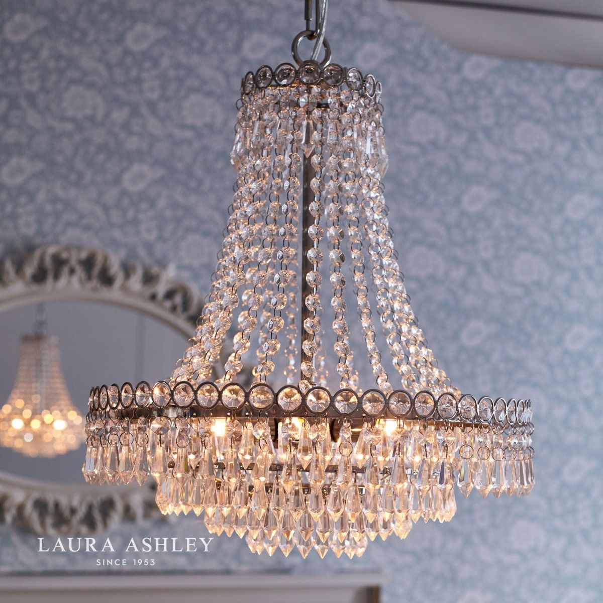 Laura Ashley Enid 5lt Chandelier Polished Nickel & Cut Glass