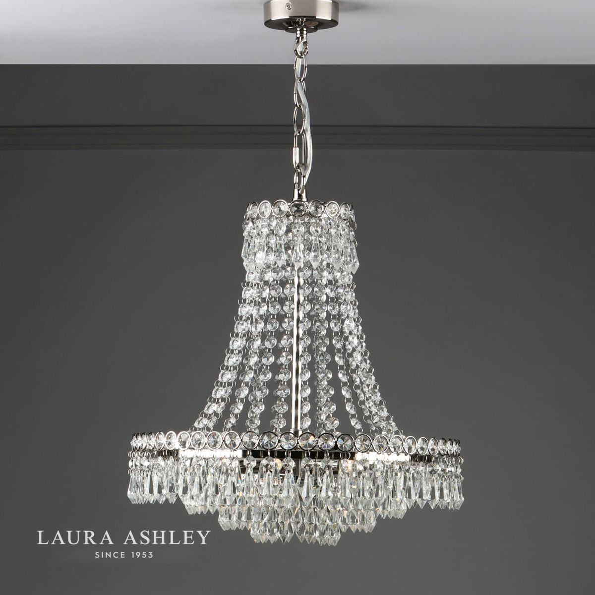 Laura Ashley Enid 5lt Chandelier Polished Nickel & Cut Glass