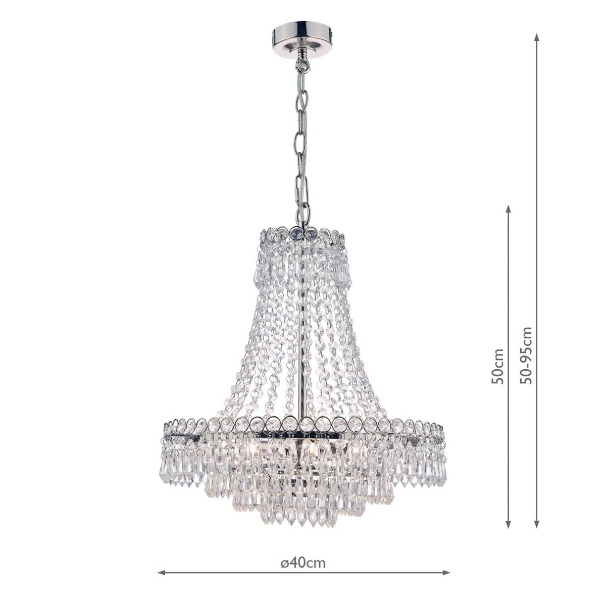 Laura Ashley Enid 5lt Chandelier Polished Nickel & Cut Glass