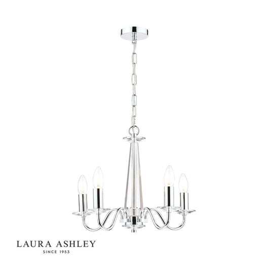 Laura Ashley Blake 5lt Chandelier Cut Glass & Polished Chrome