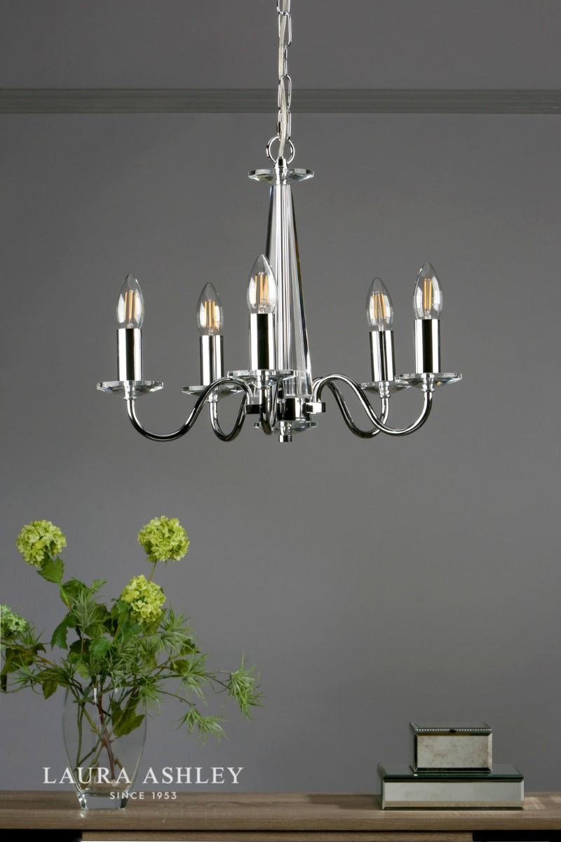 Laura Ashley Blake 5lt Chandelier Cut Glass & Polished Chrome