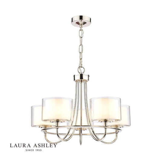 Laura Ashley Southwell 5lt Chandelier Polished Nickel & Glass Shades