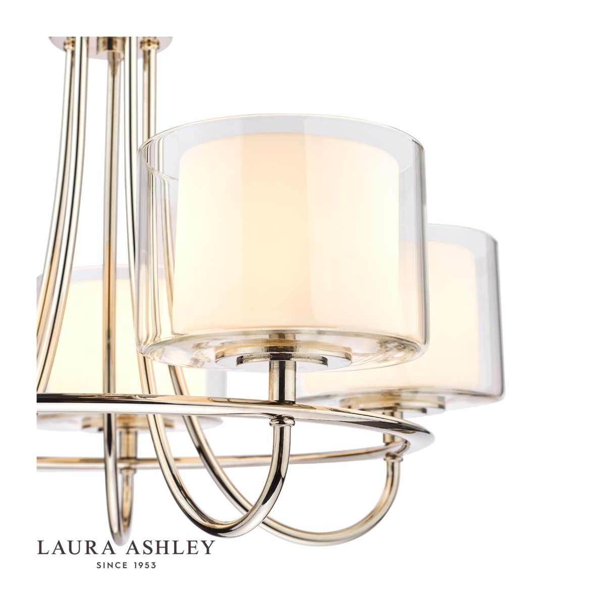 Laura Ashley Southwell 5lt Chandelier Polished Nickel & Glass Shades