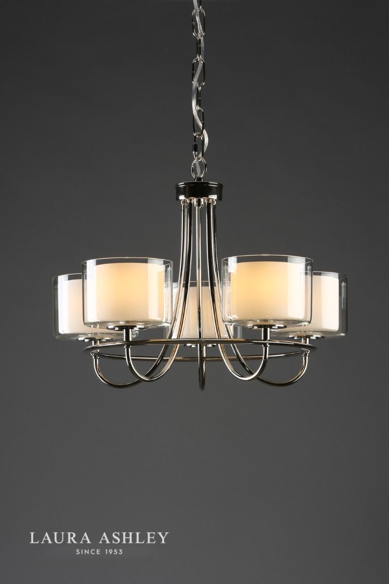 Laura Ashley Southwell 5lt Chandelier Polished Nickel & Glass Shades