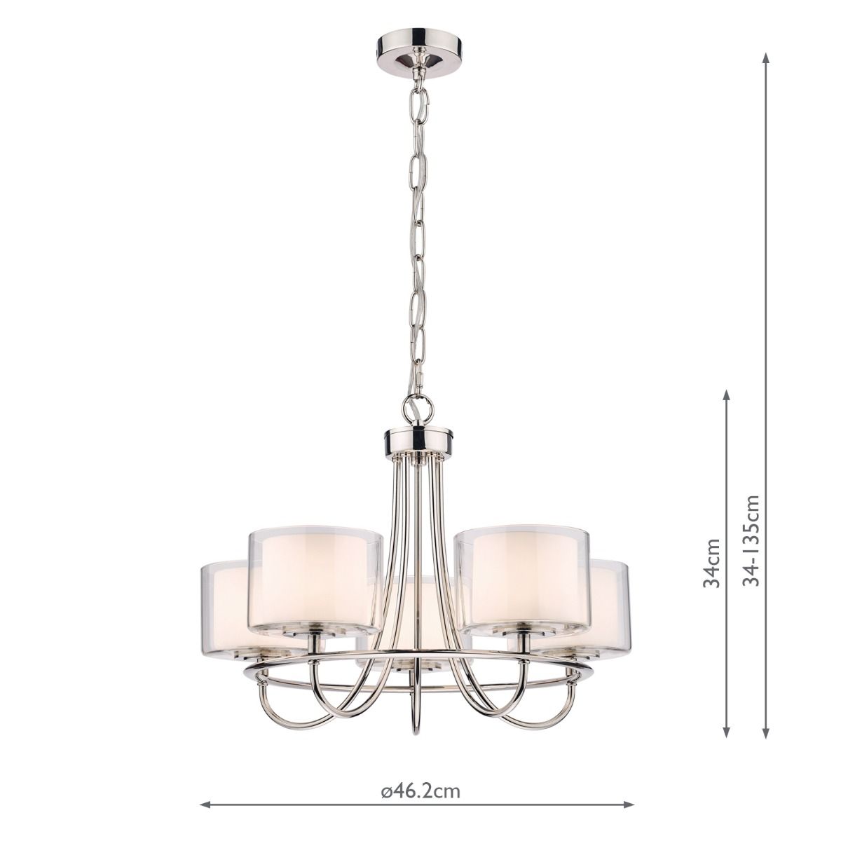 Laura Ashley Southwell 5lt Chandelier Polished Nickel & Glass Shades