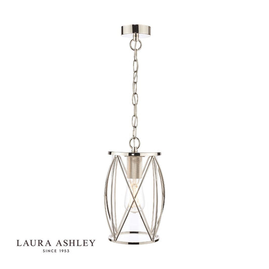 Laura Ashley Beckworth Lantern Polished Nickel Glass