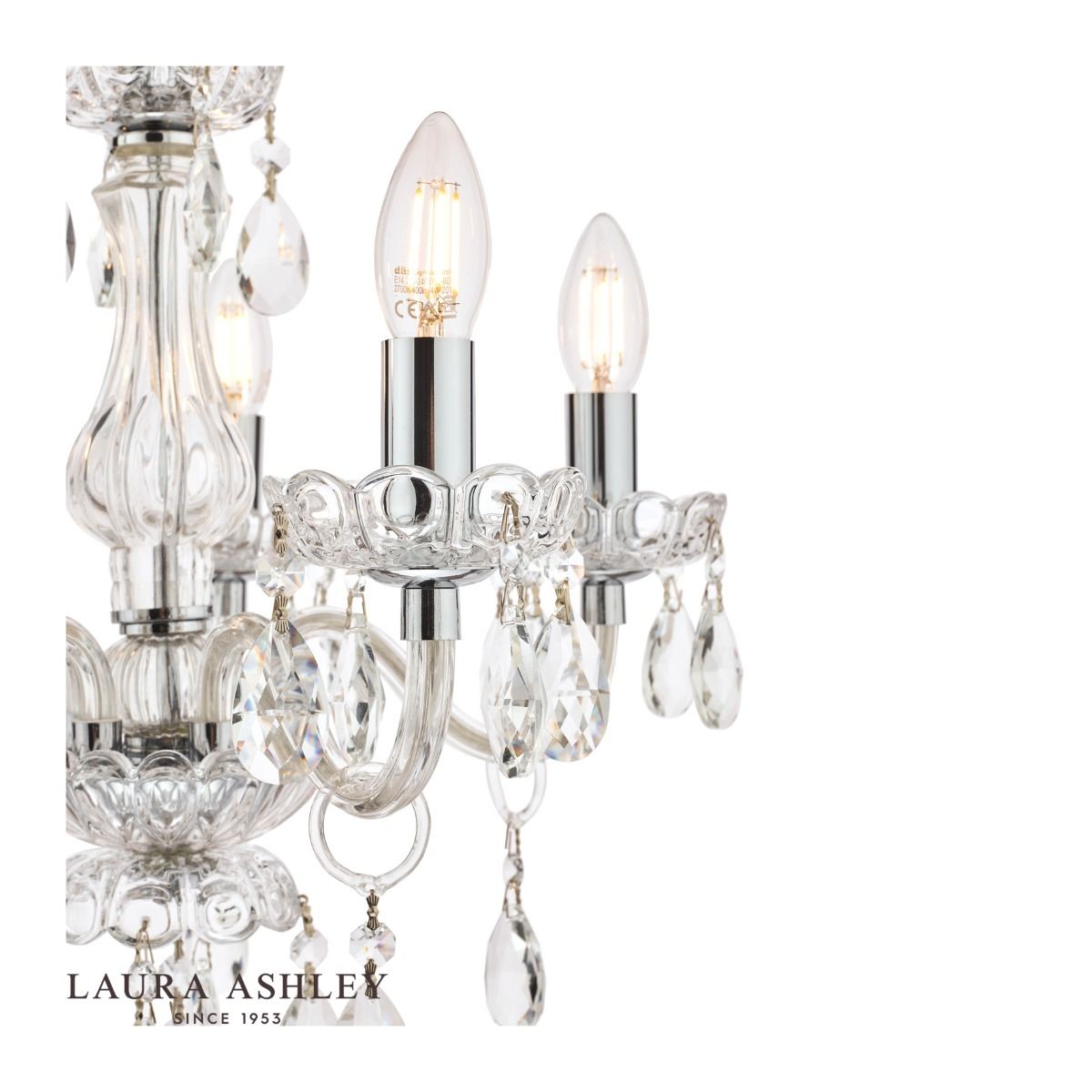 Laura Ashley Harriet 5 Light Crystal & Polished Chrome Chandelier