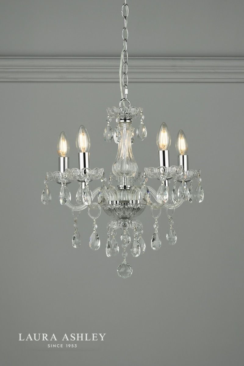 Laura Ashley Harriet 5 Light Crystal & Polished Chrome Chandelier