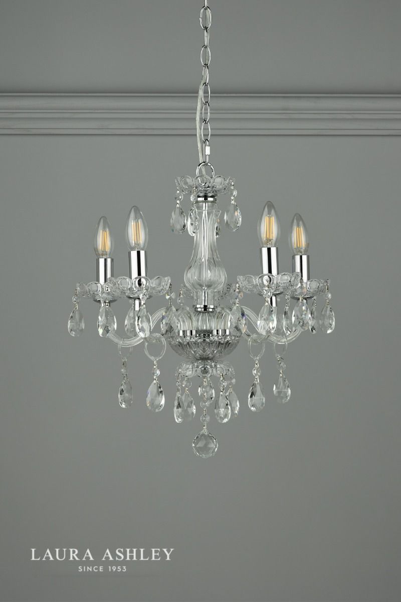 Laura Ashley Harriet 5 Light Crystal & Polished Chrome Chandelier