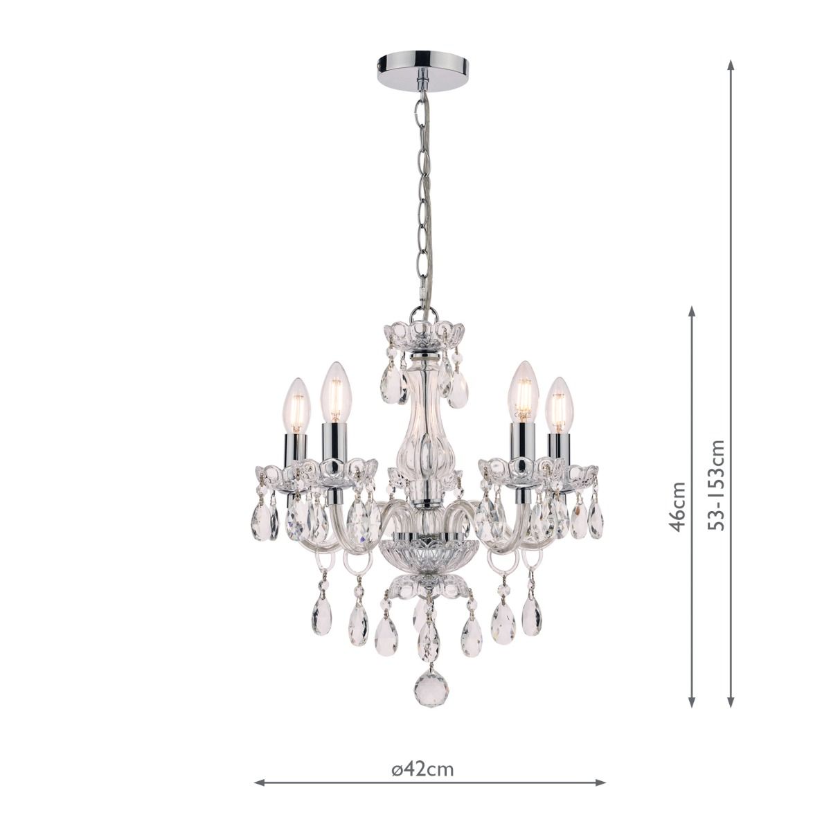 Laura Ashley Harriet 5 Light Crystal & Polished Chrome Chandelier