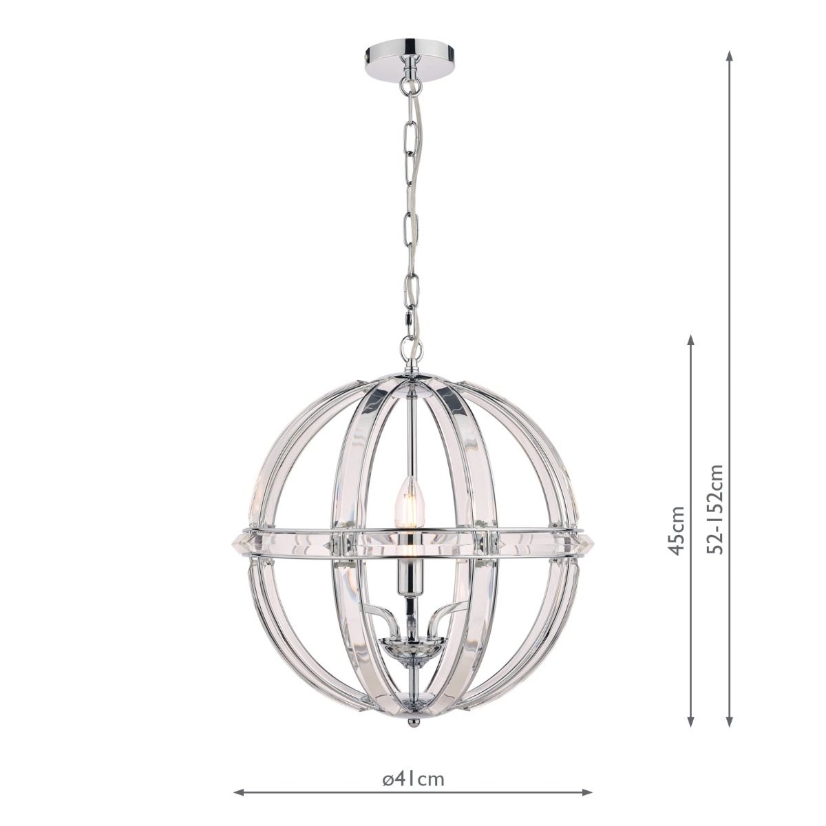 Laura Ashley Aidan Glass & Polished Chrome 3 Light Globe Chandelier