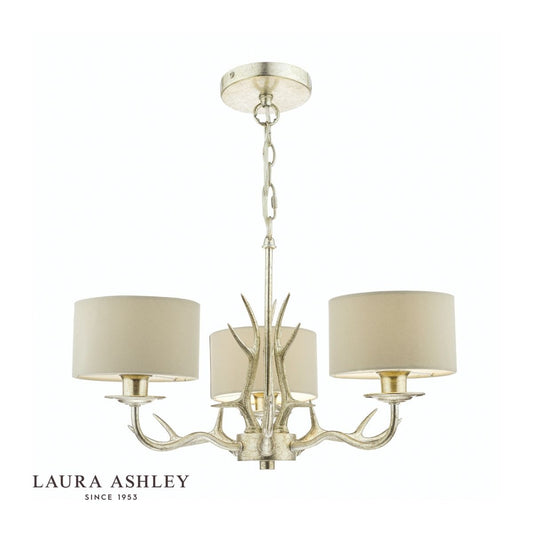 Laura Ashley Mulroy 3lt Antler Chandelier Champagne With Shades