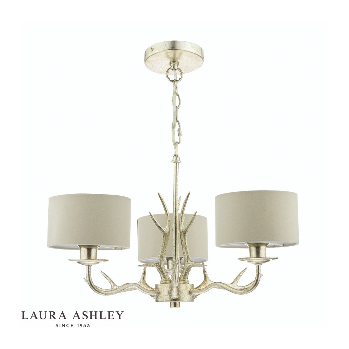 Laura Ashley Mulroy 3lt Antler Chandelier Champagne With Shades