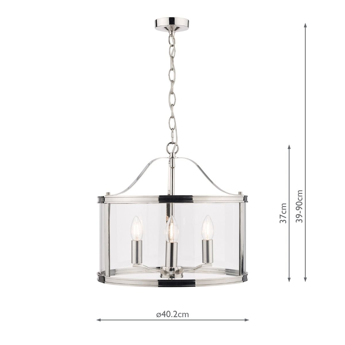 Laura Ashley Harrington 3lt Pendant Polished Nickel Glass