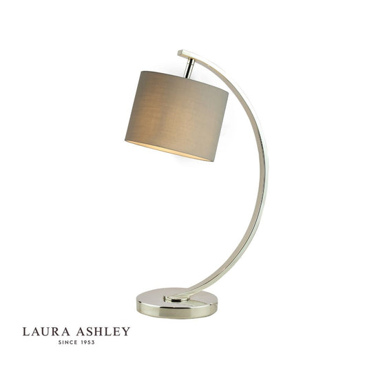 Laura Ashley Noah Table Lamp Polished Nickel with Grey Shade