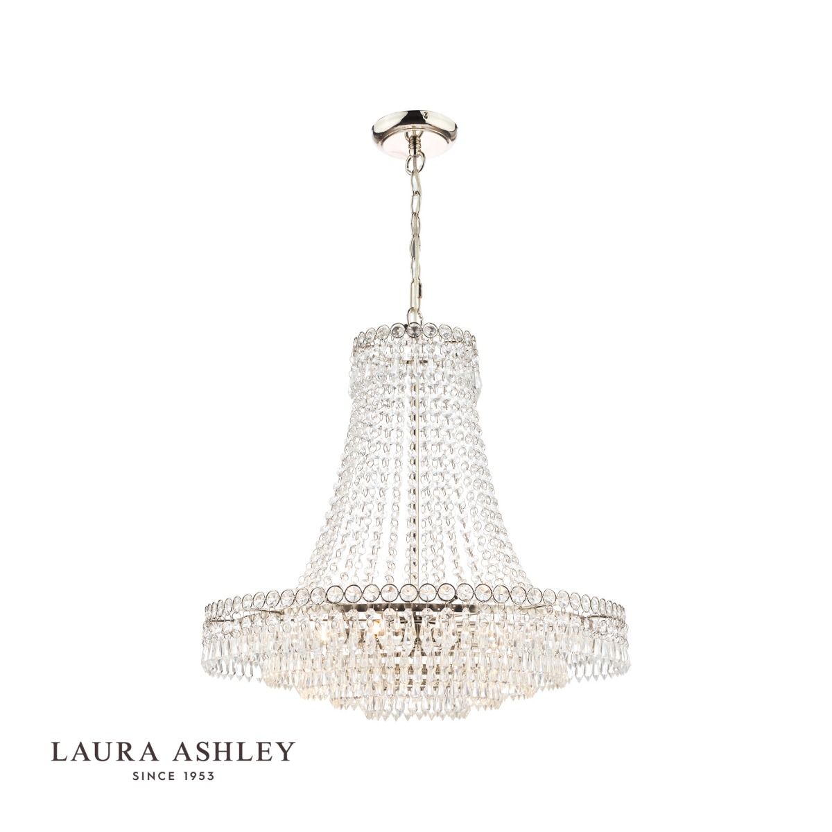 Laura Ashley Enid Grand 5lt Chandelier Polished Nickel & Cut Glass