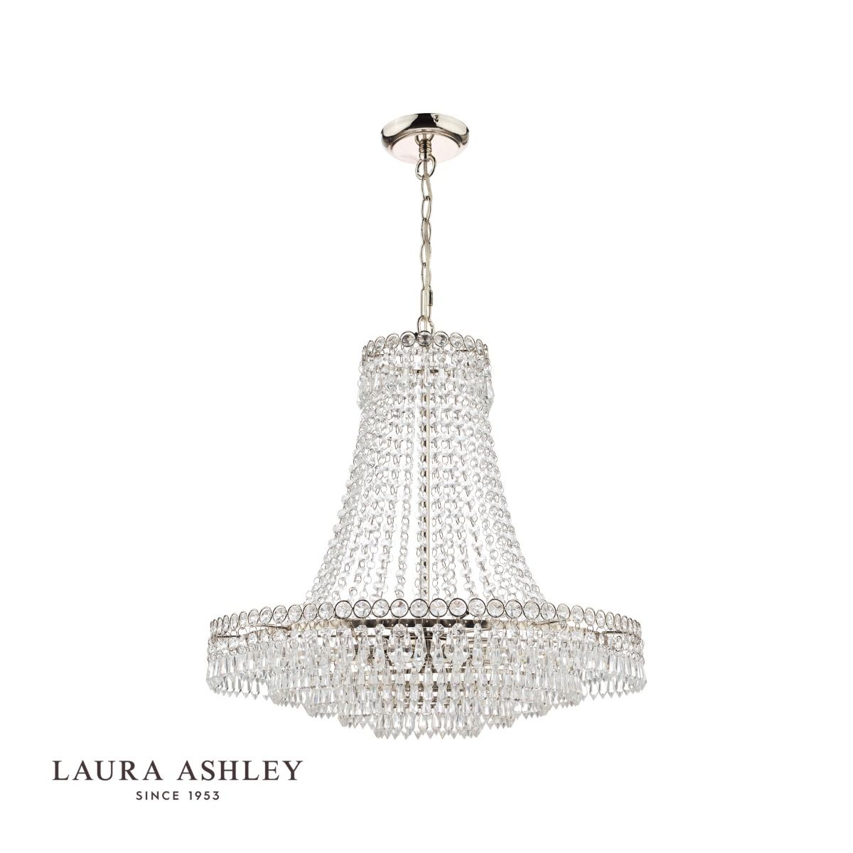 Laura Ashley Enid Grand 5lt Chandelier Polished Nickel & Cut Glass