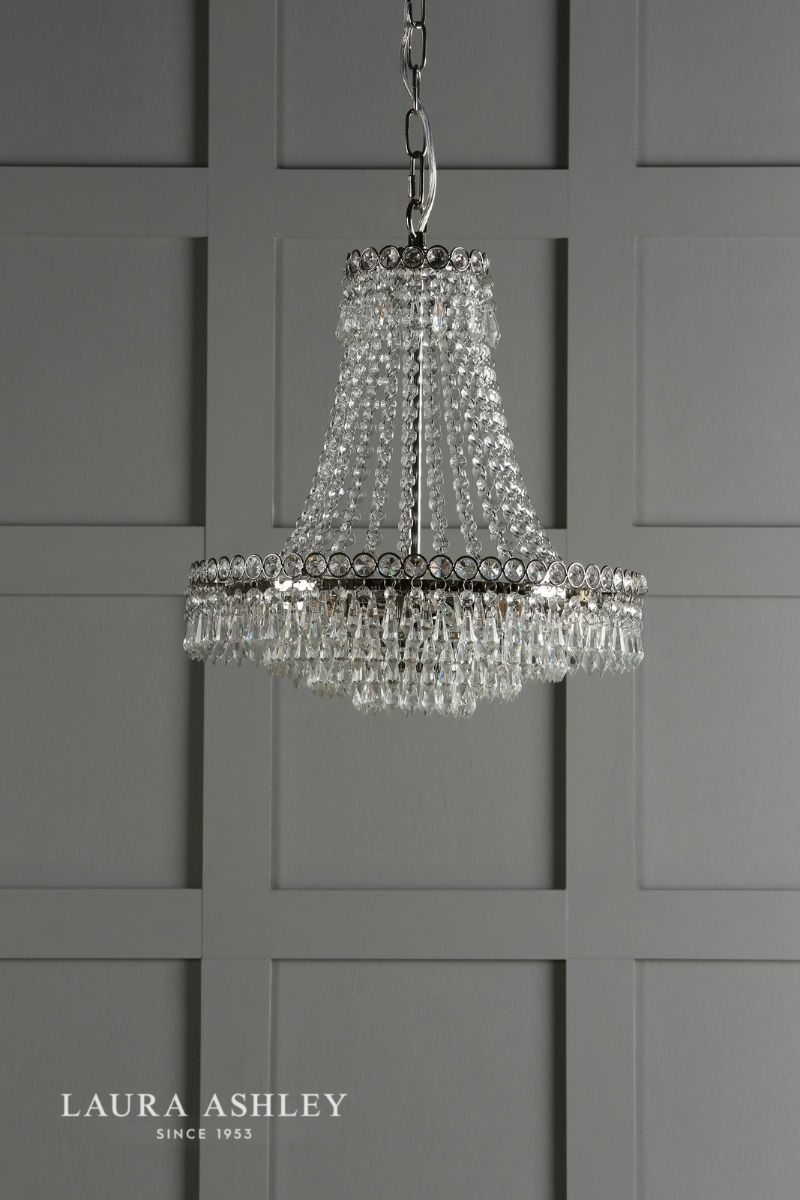 Laura Ashley Enid Grand 5lt Chandelier Polished Nickel & Cut Glass