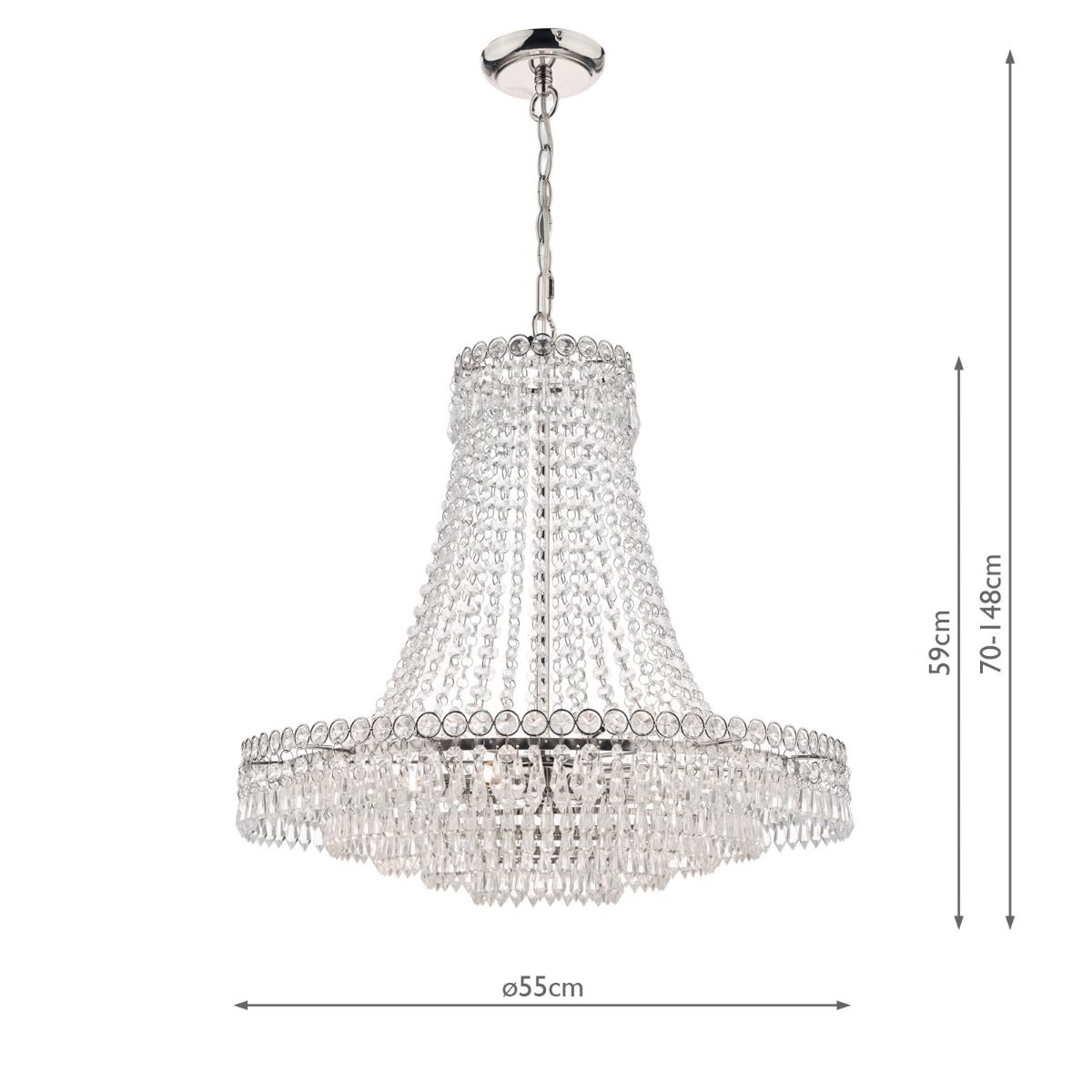 Laura Ashley Enid Grand 5lt Chandelier Polished Nickel & Cut Glass