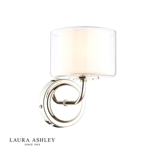 Laura Ashley Southwell Wall Light Polished Nickel & Glass Shade