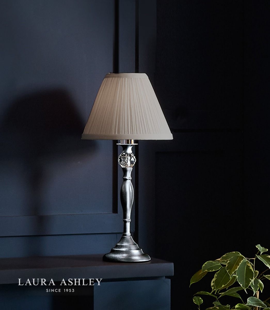 Laura Ashley Ellis Table Lamp Polished Chrome With Grey Shade