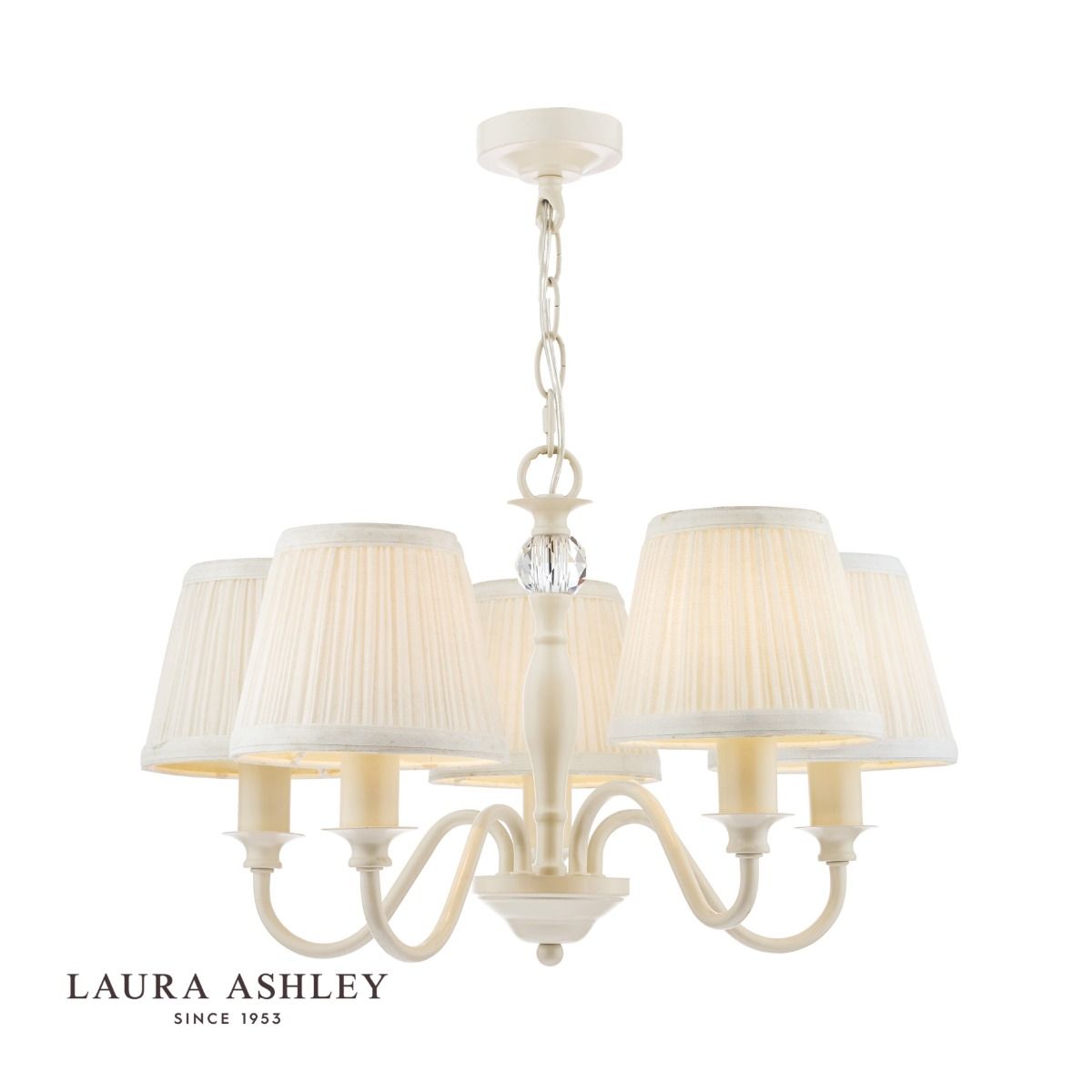 Laura Ashley Ellis 5lt Pendant Ivory With Shades