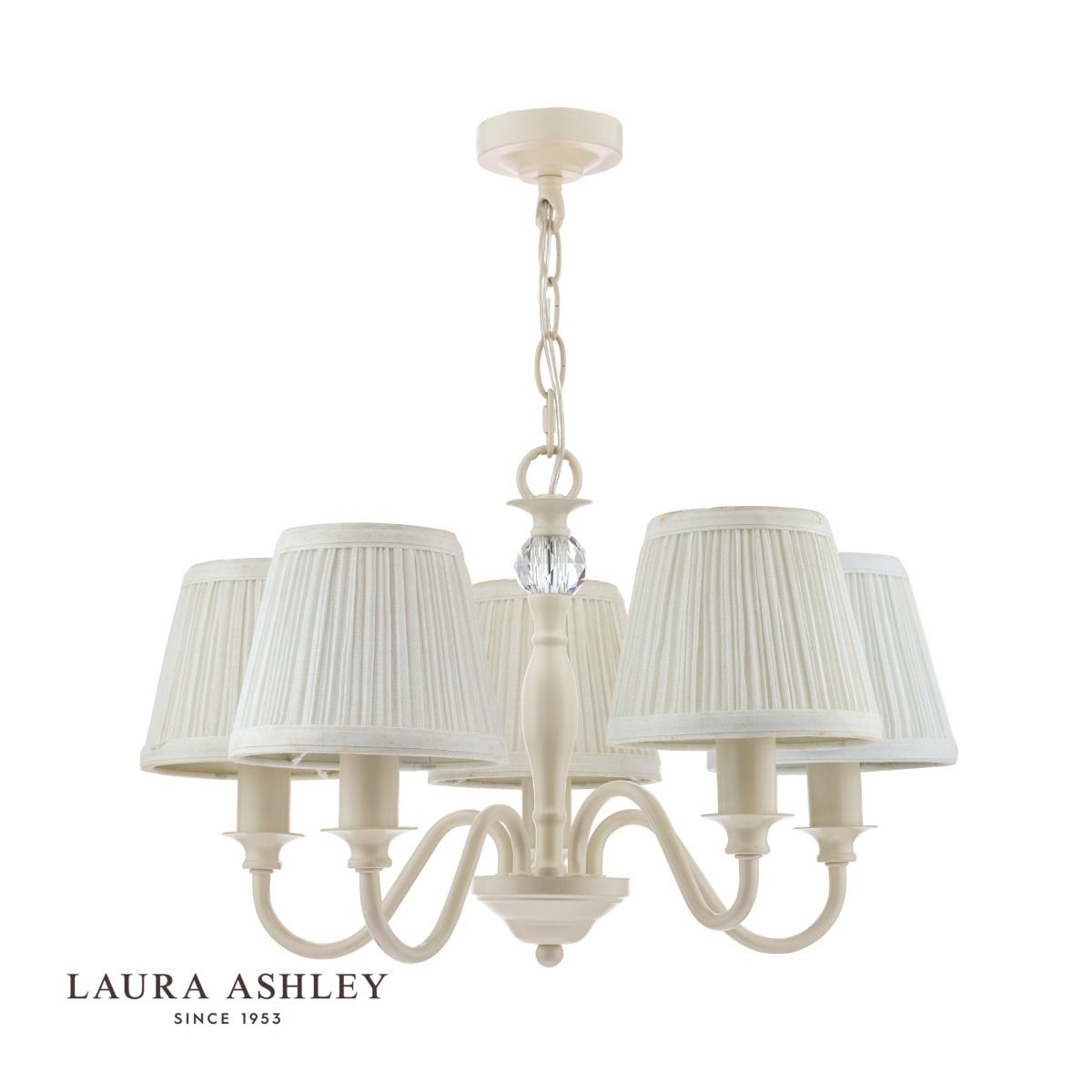 Laura Ashley Ellis 5lt Pendant Ivory With Shades