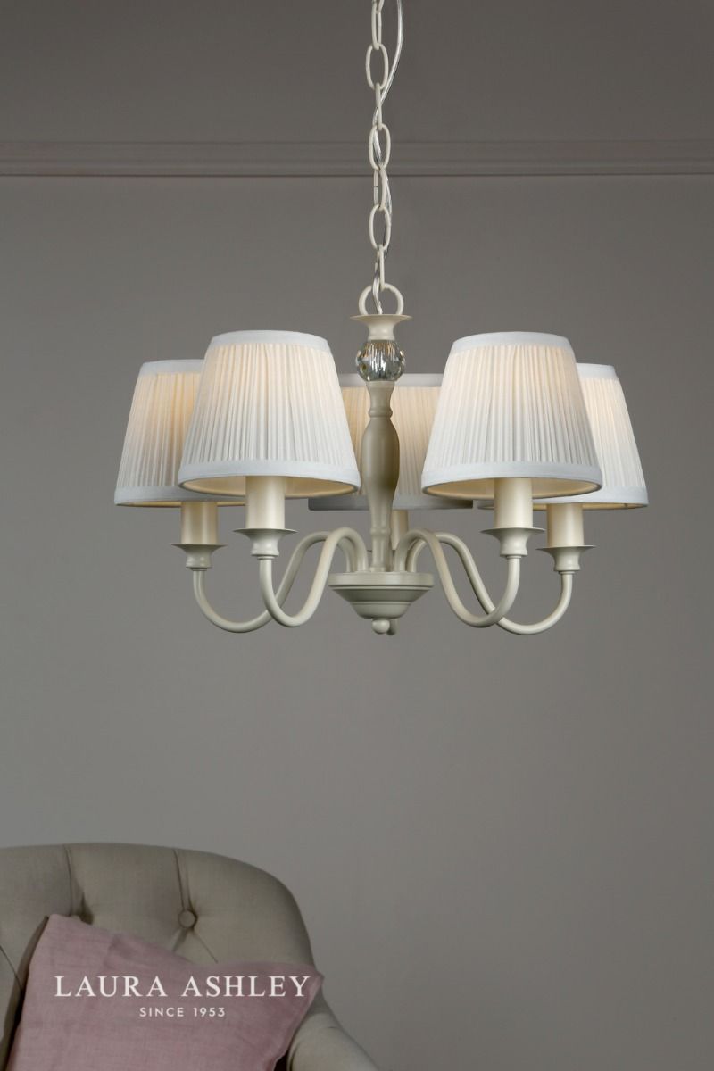 Laura Ashley Ellis 5lt Pendant Ivory With Shades