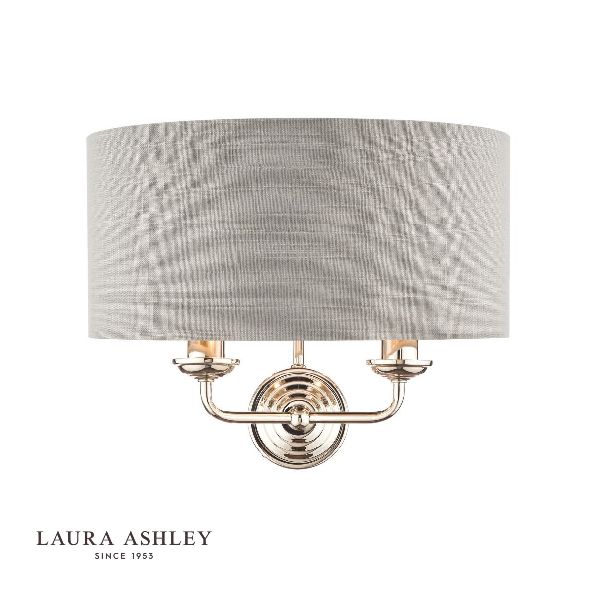 Laura Ashley Sorrento 2 Light Wall Light Polished Nickel With Silver Shade