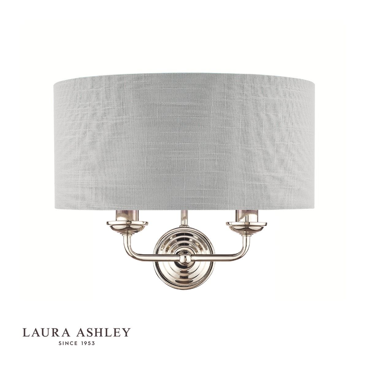 Laura Ashley Sorrento 2 Light Wall Light Polished Nickel With Silver Shade