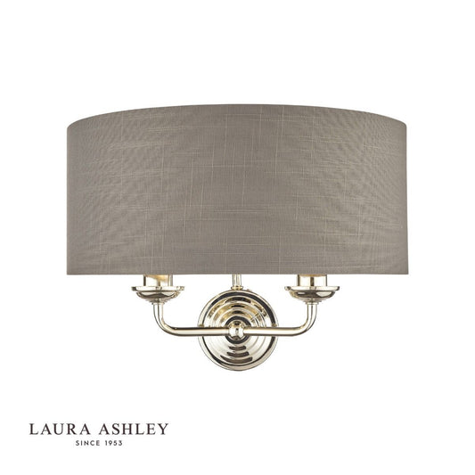 Laura Ashley Sorrento 2 Light Wall Light Polished Nickel With Charcoal Shade