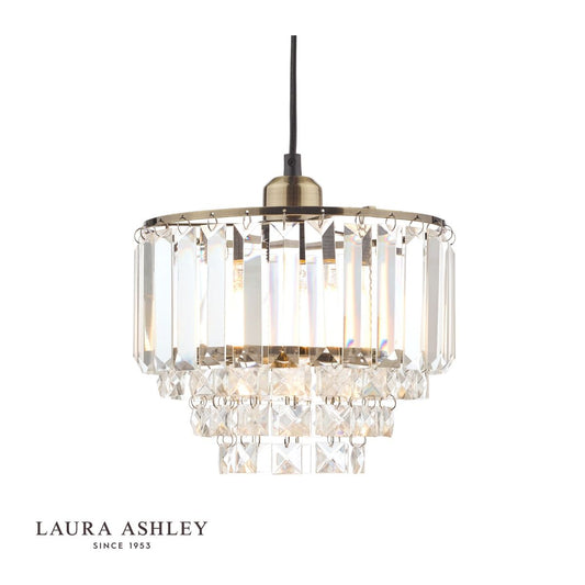 Laura Ashley Vienna Easy Fit Pendant Crystal & Antique Brass