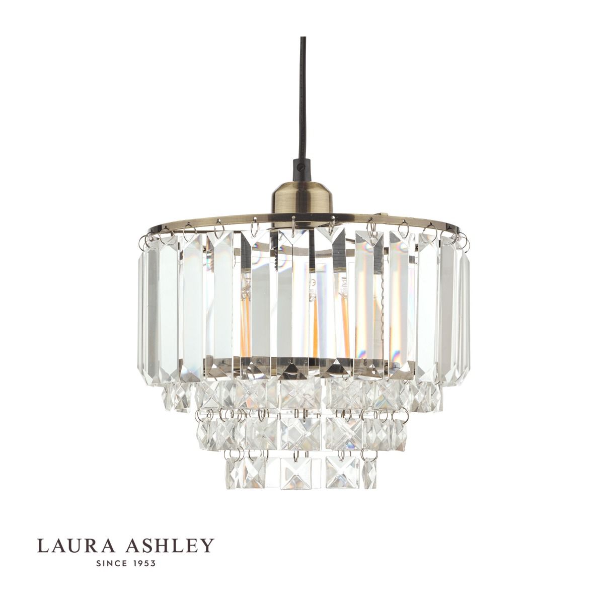 Laura Ashley Vienna Easy Fit Pendant Crystal & Antique Brass