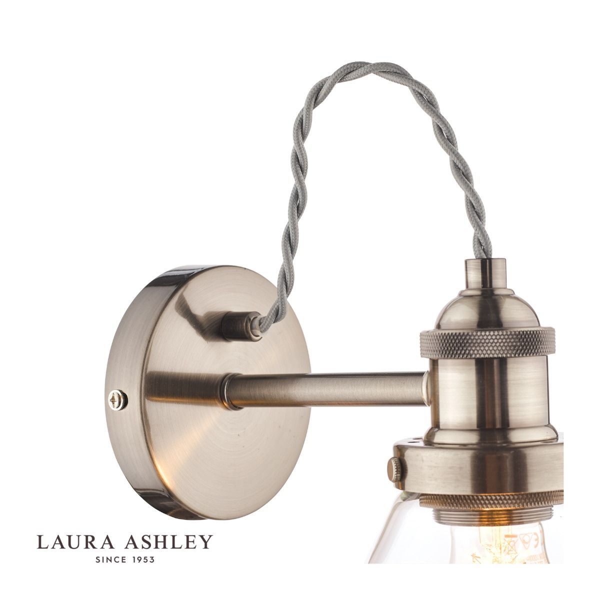 Laura Ashley Isaac Wall Light Satin Nickel Glass