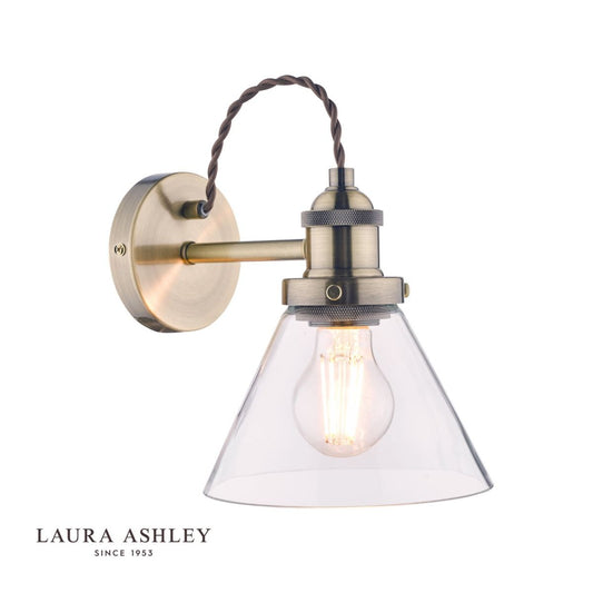 Laura Ashley Isaac Wall Light Antique Brass Glass