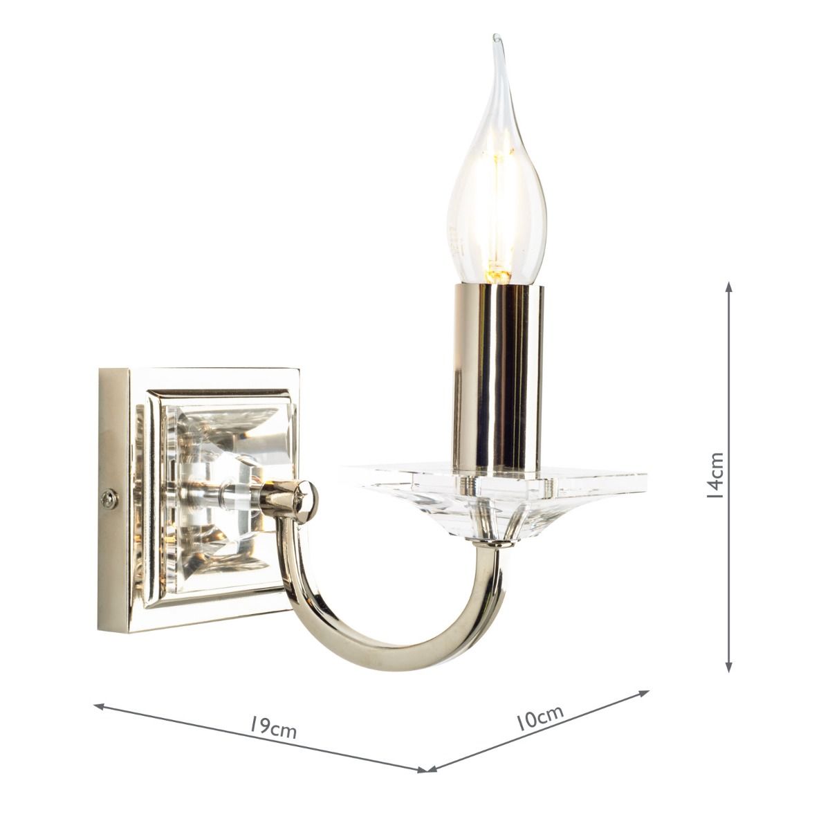 Laura Ashley - Carson Wall Light Polished Nickel Glass