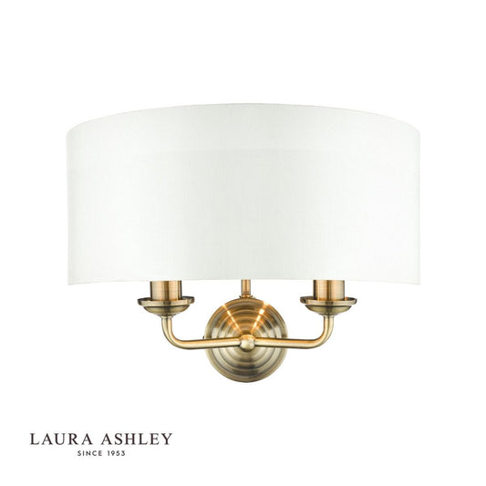 Laura Ashley Sorrento 2 Light Wall Light Antique Brass With Ivory Shade