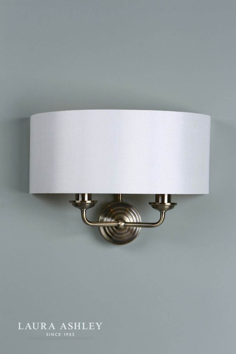 Laura Ashley Sorrento 2 Light Wall Light Antique Brass With Ivory Shade
